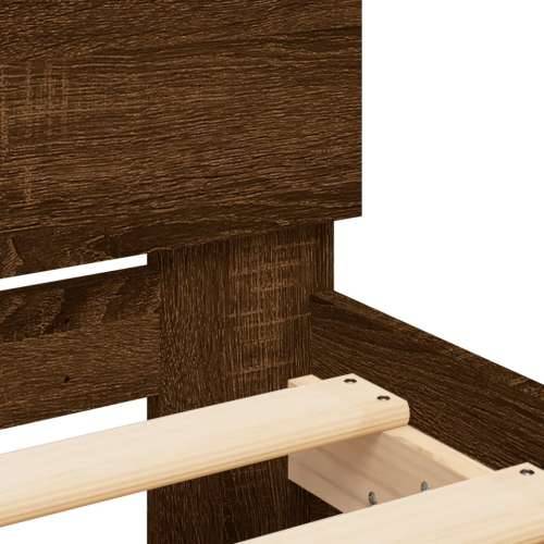 Okvir za krevet s uzglavljem i LED svjetlima boja smeđeg hrasta - Smeđi hrast 90 x 190 cm Cijena