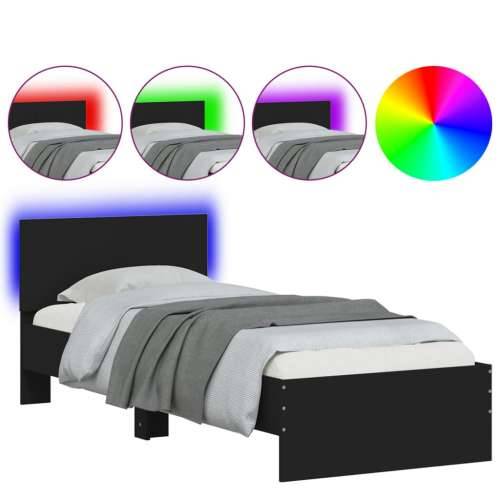 Okvir za krevet s uzglavljem i LED svjetlima crni 75x190 cm - Crna 75 x 190 cm Cijena