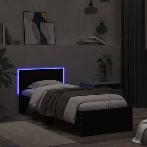 Okvir za krevet s uzglavljem i LED svjetlima crni 75x190 cm - Crna 75 x 190 cm Cijena