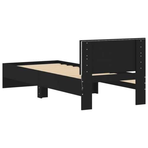 Okvir za krevet s uzglavljem i LED svjetlima crni 75x190 cm - Crna 75 x 190 cm Cijena