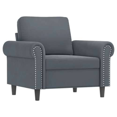 3-dijelni set sofa s jastucima tamnosivi baršunasti - Tamno siva Bez oslonca za noge Cijena