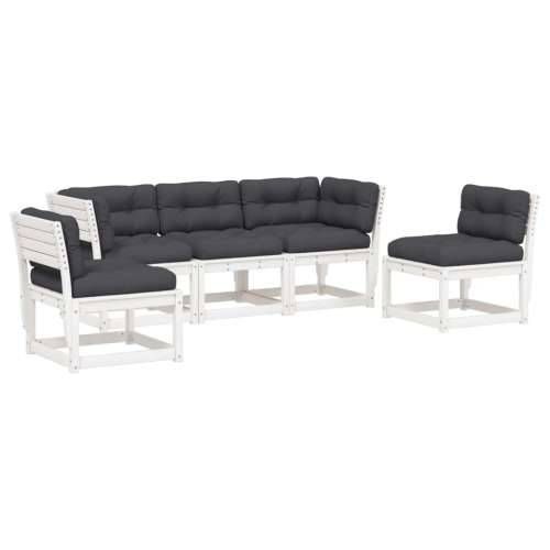 Vrtna garnitura - 5-dijelni set vrtnih sofa s jastucima bijeli masivna borovina - Bijela 1 Cijena