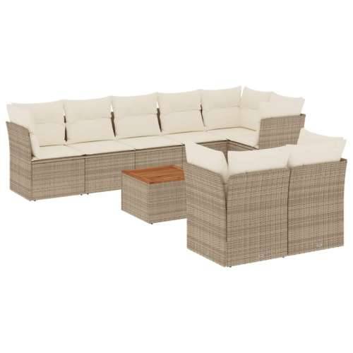Vrtna garnitura - 9-dijelni set vrtnih sofa s jastucima bež od poliratana - Bež stol + 5x kutna + 3x srednja 1 Cijena