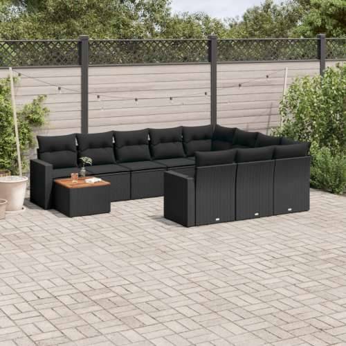 Vrtna garnitura - 11-dijelni set vrtnih sofa od poliratana s jastucima crni - Crna 1 6x srednja + stol + 2x kutna Cijena