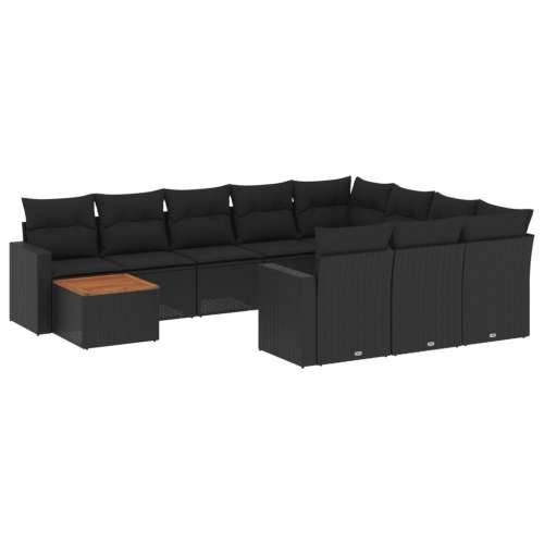 Vrtna garnitura - 11-dijelni set vrtnih sofa od poliratana s jastucima crni - Crna 1 6x srednja + stol + 2x kutna Cijena
