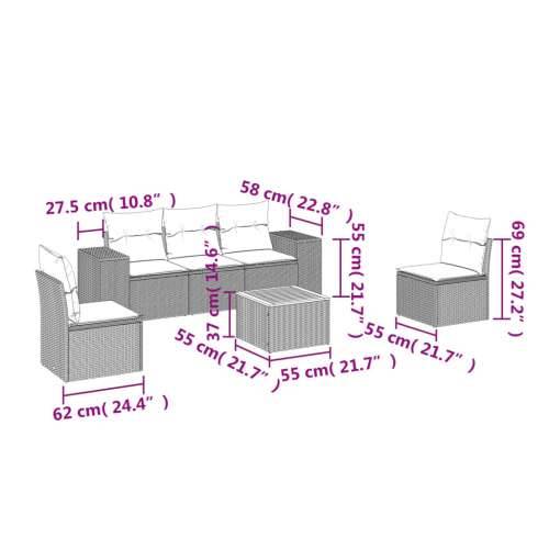 Vrtna garnitura - 6-dijelni set vrtnih sofa s jastucima crni od poliratana - Crna 1 Cijena