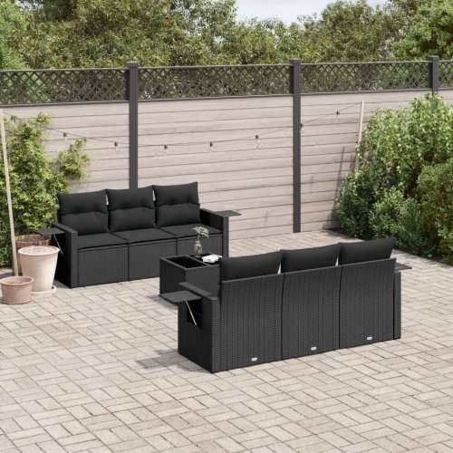 Vrtna garnitura - 7-dijelni set vrtnih sofa od poliratana s jastucima crni - Crna 1 Cijena