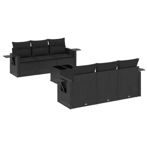 Vrtna garnitura - 7-dijelni set vrtnih sofa od poliratana s jastucima crni - Crna 1 Cijena