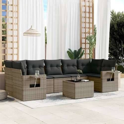 Vrtna garnitura - 8-dijelni set vrtnih sofa od poliratana s jastucima sivi - Siva 1 Cijena
