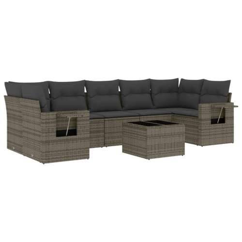 Vrtna garnitura - 8-dijelni set vrtnih sofa od poliratana s jastucima sivi - Siva 1 Cijena