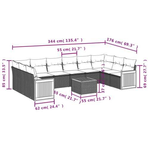 Vrtna garnitura - 11-dijelni set vrtnih sofa od poliratana s jastucima crni - Crna Sa stolom 1 Cijena