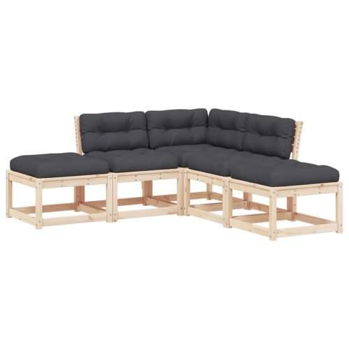 Vrtna garnitura - 5-dijelni set vrtnih sofa od masivne borovine s jastucima - Prirodna boja bora Da 1 Cijena
