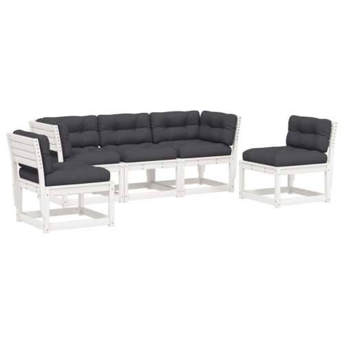 Vrtna garnitura - 5-dijelni set vrtnih sofa s jastucima bijeli masivna borovina - Bijela Da 1 Cijena