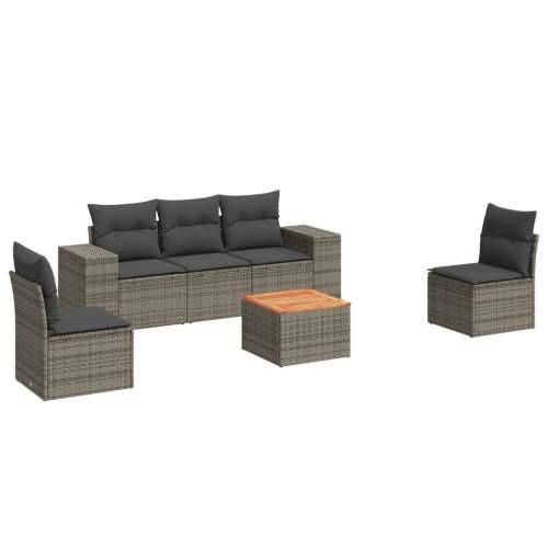 Vrtna garnitura - 6-dijelni set vrtnih sofa od poliratana s jastucima sivi - Siva 1 Cijena
