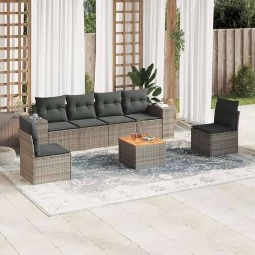 Vrtna garnitura - 7-dijelni set vrtnih sofa sivi od poliratana - Siva 7 Cijena
