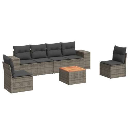 Vrtna garnitura - 7-dijelni set vrtnih sofa sivi od poliratana - Siva 7 Cijena