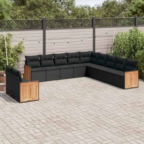 Vrtna garnitura - 10-dijelni set vrtnih sofa od poliratana s jastucima crni Crna Bez stola 1 Cijena