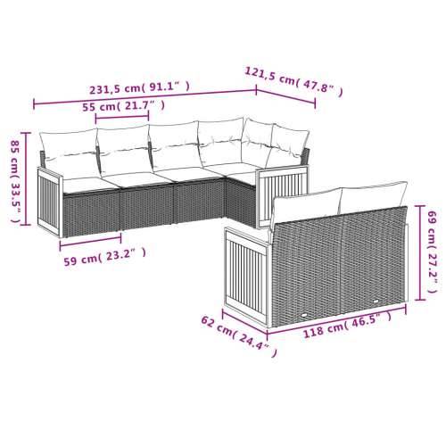 Vrtna garnitura - 7-dijelni set vrtnih sofa sivi od poliratana - Siva 1 Cijena
