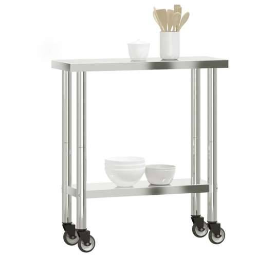 Kuhinjski radni stol s kotačima 82,5x30x85 cm nehrđajući čelik Cijena