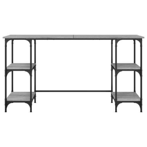 Radni stol boja hrasta 140x50x75 cm metal i konstruirano drvo - Sivi hrast sonoma Cijena