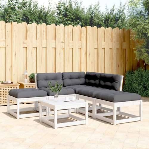 Vrtna garnitura - 5-dijelni set vrtnih sofa s jastucima bijeli masivna borovina  - Bijela Da 1 Cijena