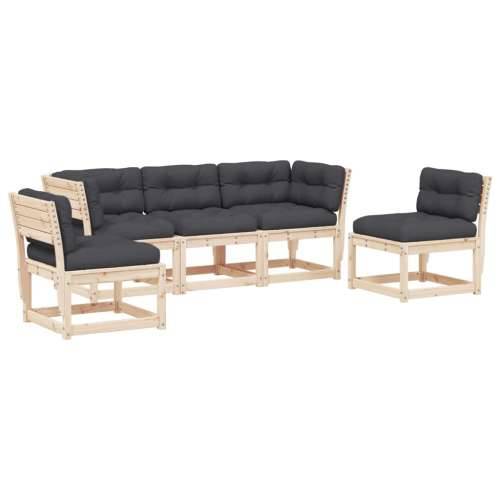 Vrtna garnitura - 5-dijelni set vrtnih sofa od masivne borovine s jastucima - Prirodna boja bora Da 1 Cijena