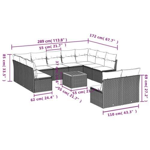Vrtna garnitura - 12-dijelni set vrtnih sofa od poliratana s jastucima sivi - Siva 12 Cijena