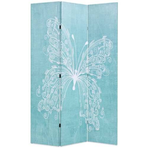 Paravan - Sklopiva sobna pregrada s uzorkom leptira 120 x 170 cm plava - 120 x 170 cm 1 3 Cijena