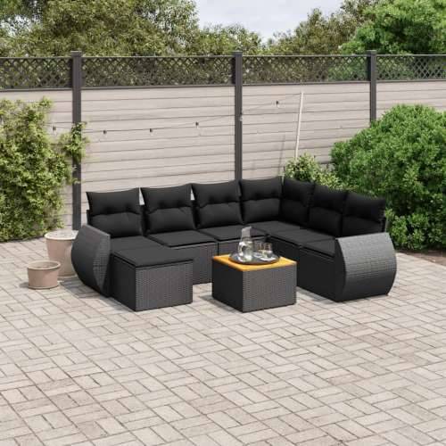Vrtna garnitura - 8-dijelni set vrtnih sofa od poliratana s jastucima crni - Crna kutna + stol + 3x srednja 7 Cijena