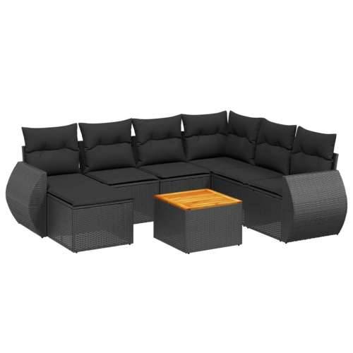 Vrtna garnitura - 8-dijelni set vrtnih sofa od poliratana s jastucima crni - Crna kutna + stol + 3x srednja 7 Cijena