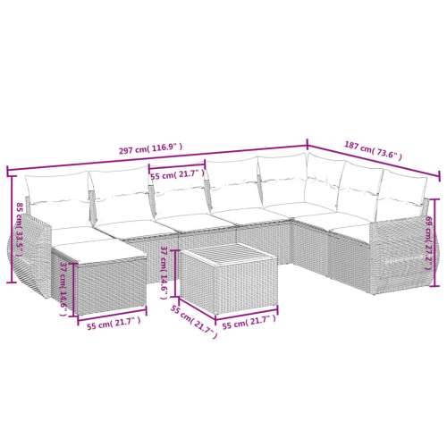 Vrtna garnitura - 9-dijelni set vrtnih sofa s jastucima crni od poliratana - Crna 1 Cijena