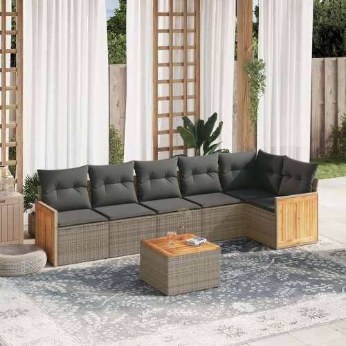 Vrtna garnitura - 7-dijelni set vrtnih sofa sivi od poliratana - Siva Sa stolom 1 Cijena