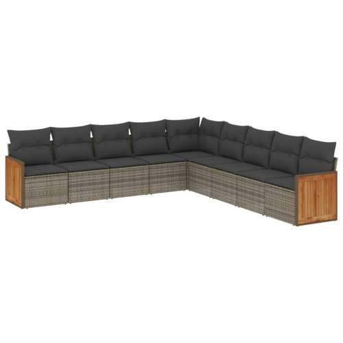 Vrtna garnitura - 9-dijelni set vrtnih sofa od poliratana s jastucima sivi - Siva Bez stola 1 Cijena