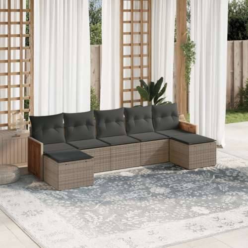 Vrtna garnitura - 7-dijelni set vrtnih sofa sivi od poliratana - Siva Bez stola 1 Cijena