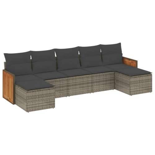 Vrtna garnitura - 7-dijelni set vrtnih sofa sivi od poliratana - Siva Bez stola 1 Cijena