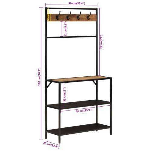 Stalak za kapute 90 x 35 x 180 cm masivno drvo manga i željezo Cijena