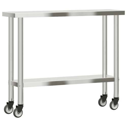 Kuhinjski radni stol s kotačima 110x30x85 cm nehrđajući čelik Cijena