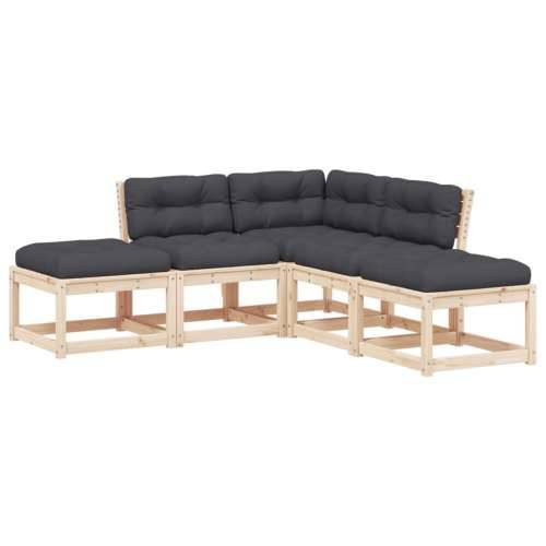 Vrtna garnitura - 5-dijelni set vrtnih sofa od masivne borovine s jastucima - Prirodna boja bora 1 Cijena