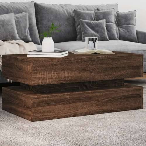 Stolić za kavu s LED svjetlima smeđa boja hrasta 90x50x40 cm - Smeđi hrast 1 90 cm Cijena