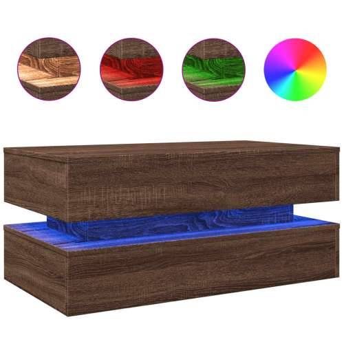 Stolić za kavu s LED svjetlima smeđa boja hrasta 90x50x40 cm - Smeđi hrast 1 90 cm Cijena