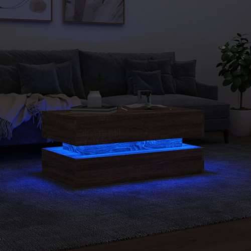 Stolić za kavu s LED svjetlima smeđa boja hrasta 90x50x40 cm - Smeđi hrast 1 90 cm Cijena