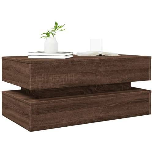 Stolić za kavu s LED svjetlima smeđa boja hrasta 90x50x40 cm - Smeđi hrast 1 90 cm Cijena