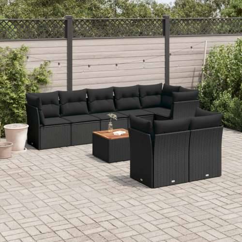 Vrtna garnitura - 9-dijelni set vrtnih sofa s jastucima crni od poliratana - Crna stol + 5x kutna + 3x srednja 1 Cijena