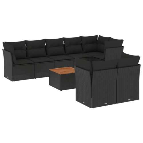Vrtna garnitura - 9-dijelni set vrtnih sofa s jastucima crni od poliratana - Crna stol + 5x kutna + 3x srednja 1 Cijena