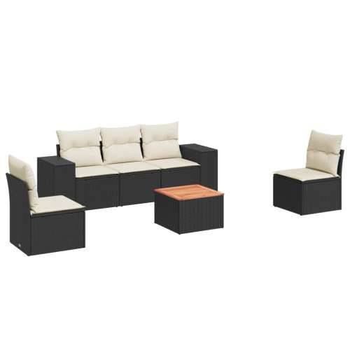 Vrtna garnitura - 6-dijelni set vrtnih sofa s jastucima crni od poliratana - Crna i krem 1 Cijena