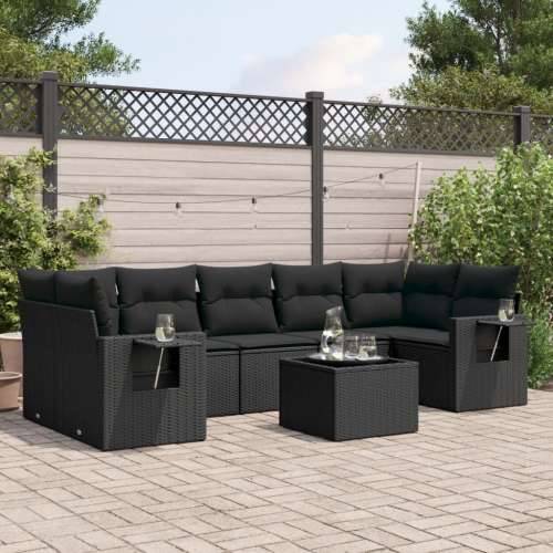 Vrtna garnitura - 8-dijelni set vrtnih sofa od poliratana s jastucima crni - Crna 1 Cijena