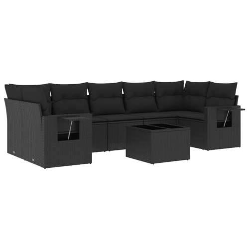 Vrtna garnitura - 8-dijelni set vrtnih sofa od poliratana s jastucima crni - Crna 1 Cijena