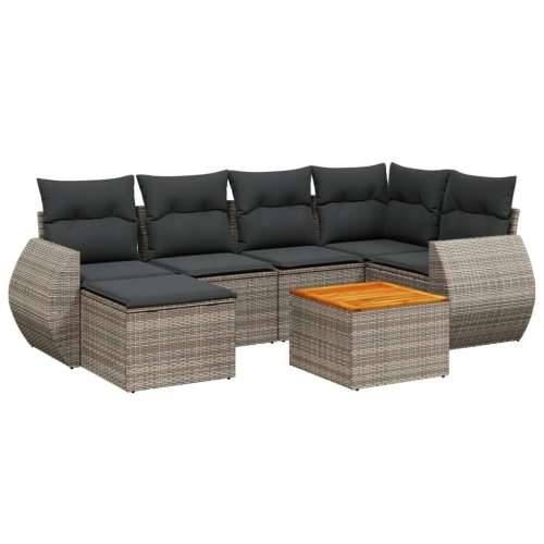 Vrtna garnitura - 7-dijelni set vrtnih sofa sivi od poliratana - Siva 1 Cijena