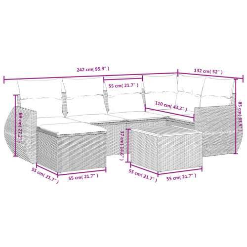 Vrtna garnitura - 7-dijelni set vrtnih sofa sivi od poliratana - Siva 1 Cijena