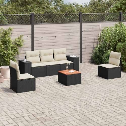 Vrtna garnitura - 6-dijelni set vrtnih sofa s jastucima crni od poliratana - Crna i krem 1 Cijena